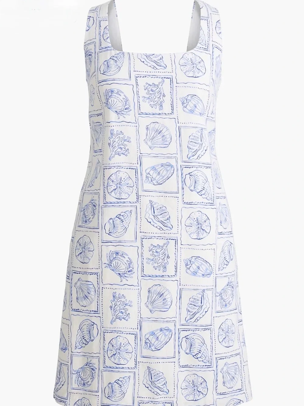 J.Crew Linen-Blend Squareneck Shift Dress